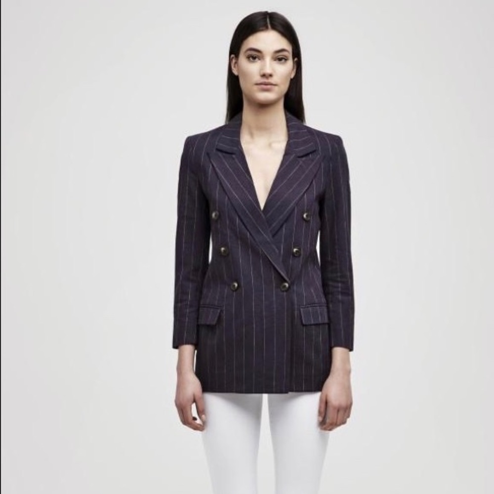 NWOT L’AGENCE Brea Navy Pinstripe Blazer